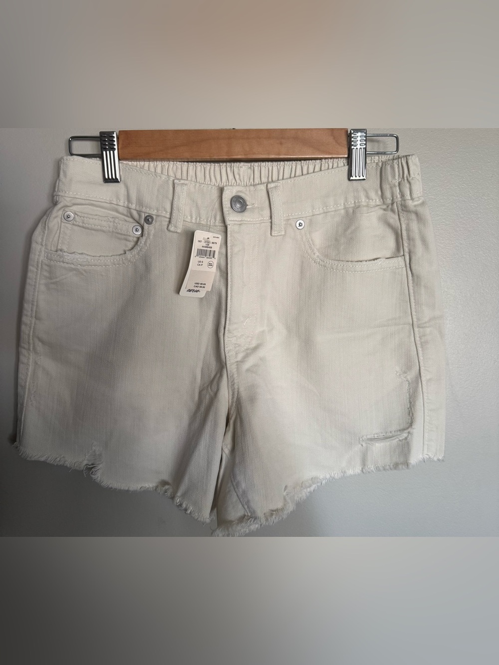 Aerie Cream White High Rise Utility Cargo Shorts NWT Small